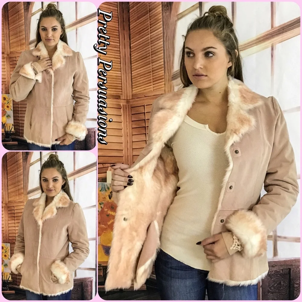 Vintage 90's Faux Fux Lined Leather Jacket - Picture 3 of 5